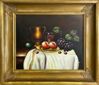 Still Life Oil on Canvas on Cardboard, signed