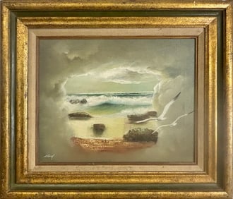 Oil on Canvas Seascape Painting, signed