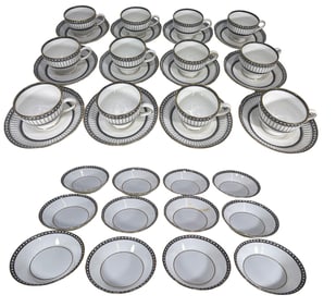 12 Wedgwood Colonnade Teacups & 12 Ulinder Plates