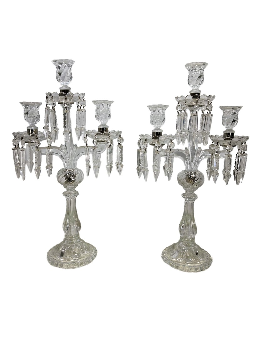 Vintage Pair of Crystal & Glass Candelabras (1 of 7)