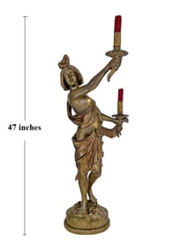 Vintage Patinated Wood Figure Candlestick