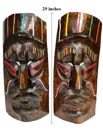 2 Vtg African Style Mexican Wood Masks