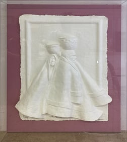 Vintage Pressed paper 3 D in Acrilyc Frame, signed