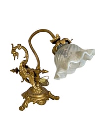 Vintage Gilt Metal & Glass Table Lamp