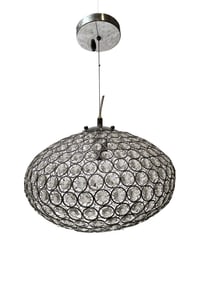 Mid Century Glass & Chrome Metal Chandelier