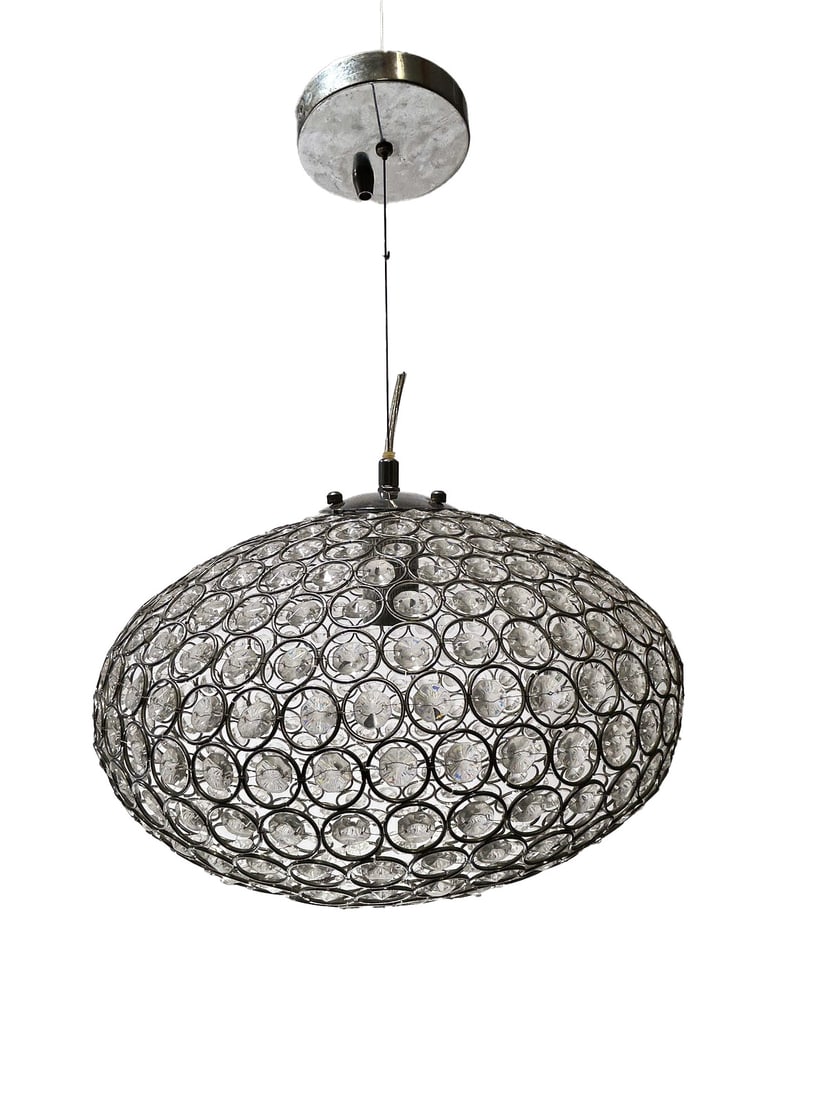 Mid Century Glass & Chrome Metal Chandelier (1 of 4)