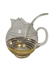 Mid Century Glass Jug & Spoon