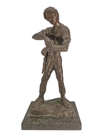 Vtg Israeli Soldier Bronze Sculpture, signed
