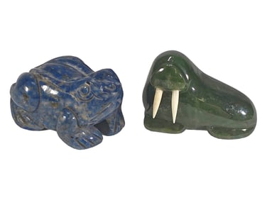 Frog & Walrus Lapizlasuli & Stone Sculptures