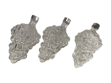 4 Grape Wine Cluster Glass Bottles, 1970