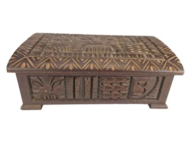 Vintage African Carved Wood Tobacco Box