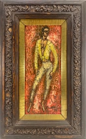 Antique Oil on Cardboard Painting, signed