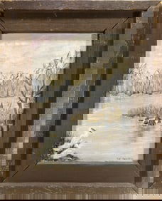 Signed Patrick Hamilton Oil on Canvas on Wood