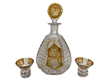 Karl Palda Czech Bohemian Decanter & Cups