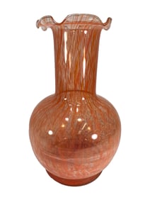 Mid Century Orange Art Glass Vase