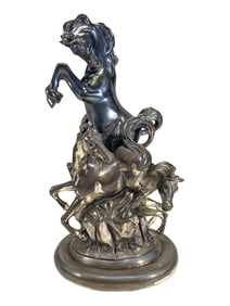 Giuliano Ottaviani, Italy Silverplated Horses Sculpture