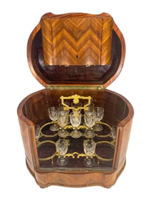 Antique English Wood & Glass Tantalus