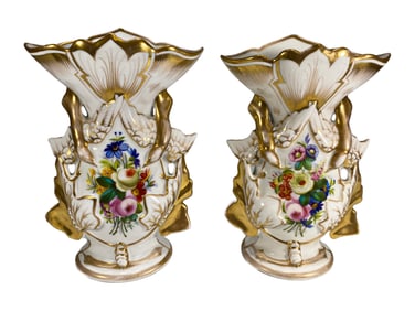 French Old Paris pair of Porcelain Vases