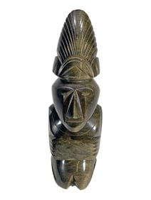 Azteca Obsidian Carved Stone Sculpture