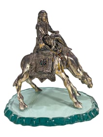 Salvucci, Italy 925 Silver Overlay & Glass Arab Sculpture