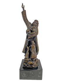 Vintage Bronze & Marble Statue, Illegible Signature