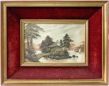 Vintage Chinese Silver Line Embroidery