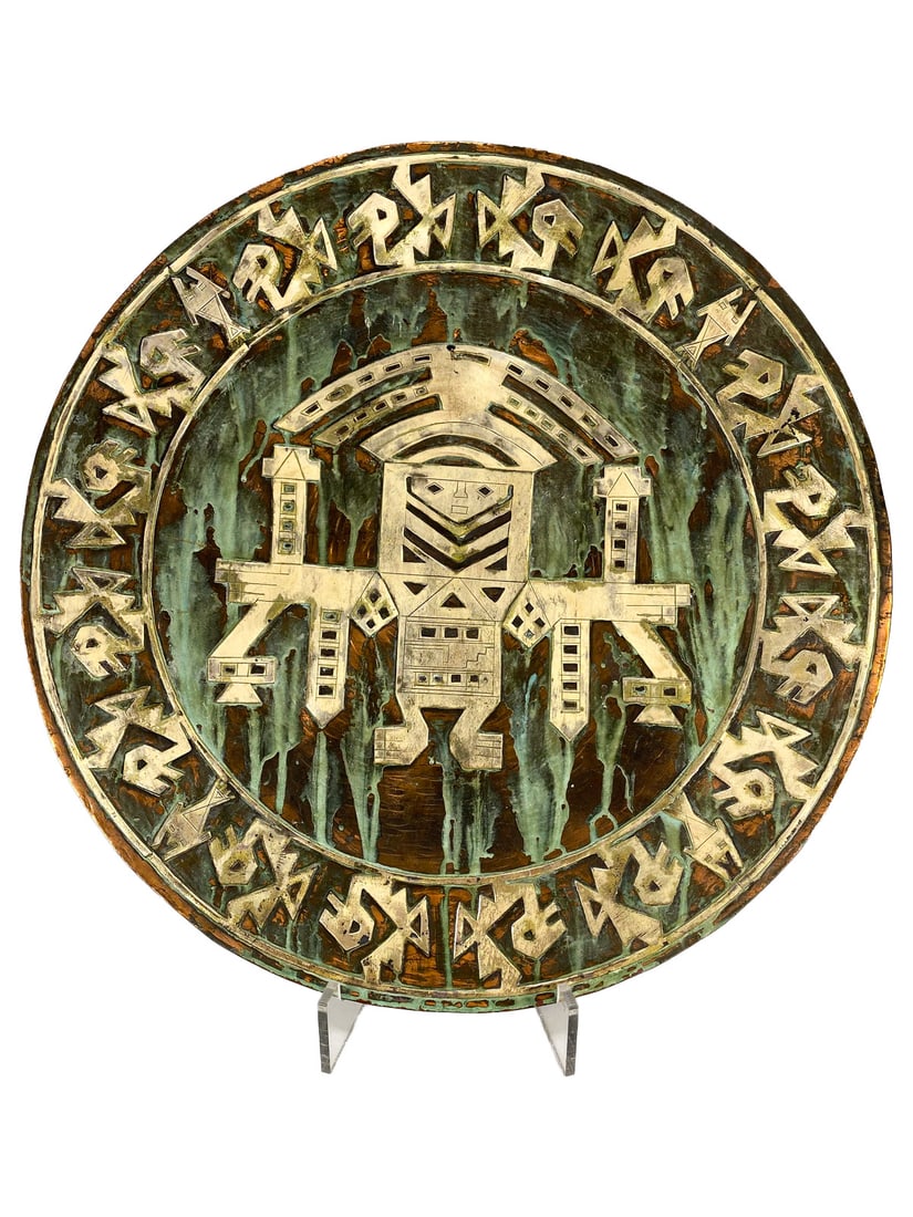 Aztec Maya Copper & Silver Charger (1 of 5)