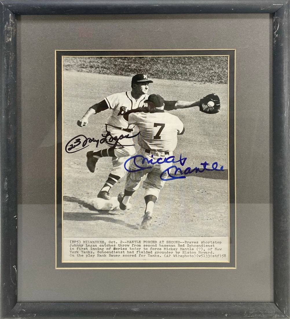 Johnny Logan & Mick Mantke Baseball Players Photo: Johnny Logan & Mick Mantke Baseball Players Photo, we are not sure if the signatures are original. 14 1/4 x 11 5/8 x 7/8 in framed.Good condition. Local Pick up call one day before to make an appointm