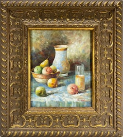 Oil on Canvas Still Life Painting, signed