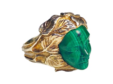 Sterling 925 & Malachite Woman Face Ring