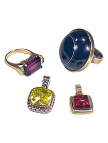 Sterling 925 2 Rings & 2 Pendants Set