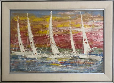 Sailboat Acrilyc on Canvas, signed