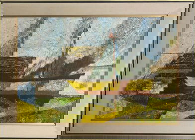 Modern Oil on Canvas Boat Painting, signed