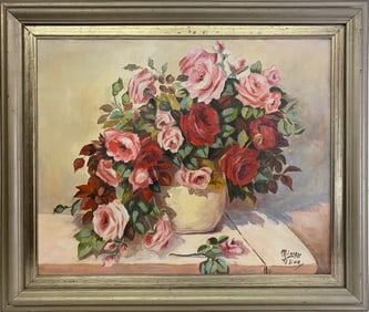 Still Life Oil on Canvas Painting, signed