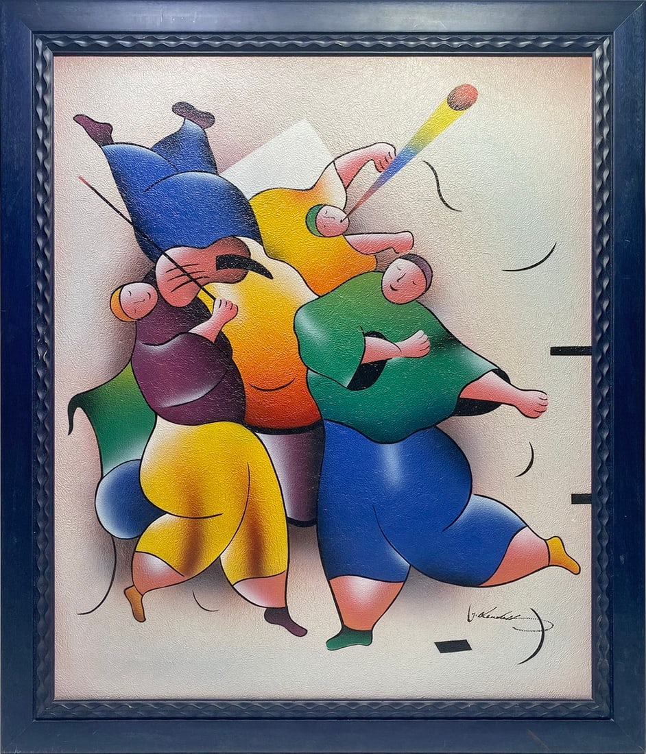 David Schluss Style Painting, illegible signature: David Schluss Style Painting, illegible signature. 27 1/2 x 23 1/2 x 3/4 in.Good condition. Local Pick up call one day before to make an appointment. TO SHIP THIS ITEM IN USA OR INTERNATIONAL, PLEASE 