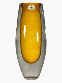 Hut Princ, Czech Art Glass Vase, 1990