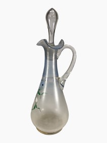 Vintage Hand Painted Frosted Glass Jug