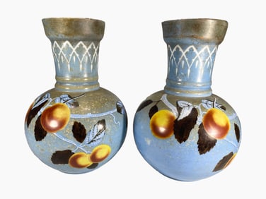 Antique Bristol Pair of Opaline Glass Vases