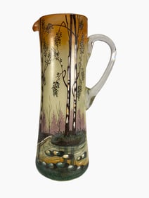 Antique Hand Painted Glass Jug