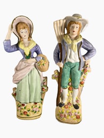 Vintage Pair of Bisque Figures