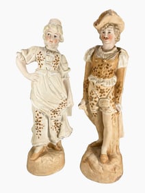 Vintage Pair of Bisque Figures