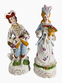 Vintage Pair of Bisque Figures