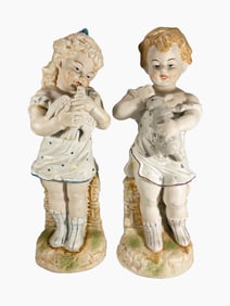 Vintage Pair of Bisque Figures