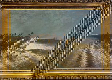 Signed Meissonier Napoleon French Campagne Oil on Canvas