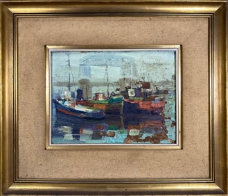 Antique European Oil on Board, Illegible Signature