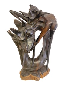 Rare Makonde Carved Wood Heavy Sculpture