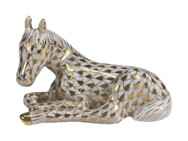 Herend, Hungary Foal Fishnet Porcelain Fig