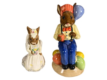 2 Vintage Royal Doulton Bunny Porcelain Fig