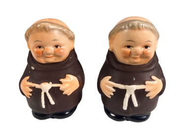 2 Goebel, West Germany Friar Tuck Monk Porcelain Shakers