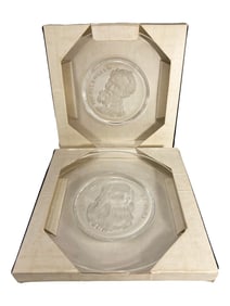 Val St Lambert, Leonardo & Michelangelo Limited Edition Glass Plates
